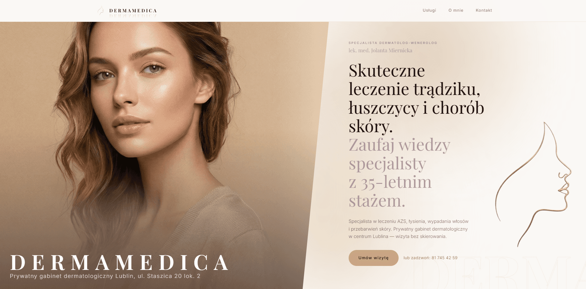 Nowa strona Gabinetu Dermatologicznego DERMAMEDICA — wersja po migracji